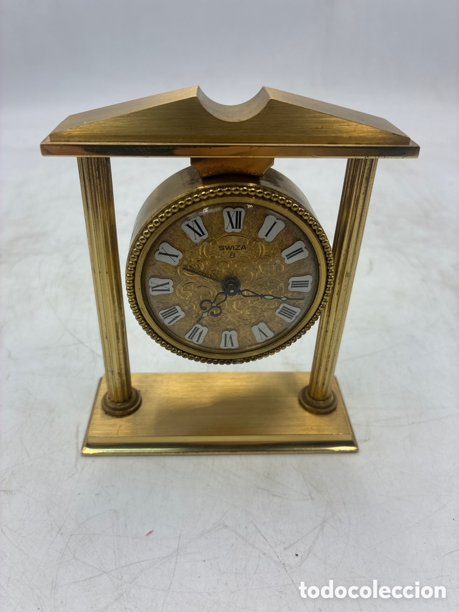 Relojes de carga manual: Reloj despertador SWIZA bronce.