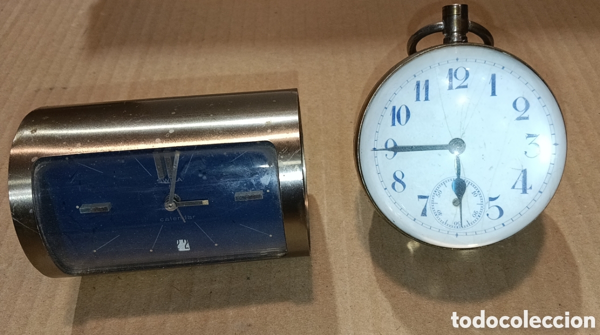 Rel&oacute;gios de carga manual: LOTE RELOJ BOLA ESF&Eacute;RICO CRISTAL Y DESPERTADOR SUIZO SWIZA