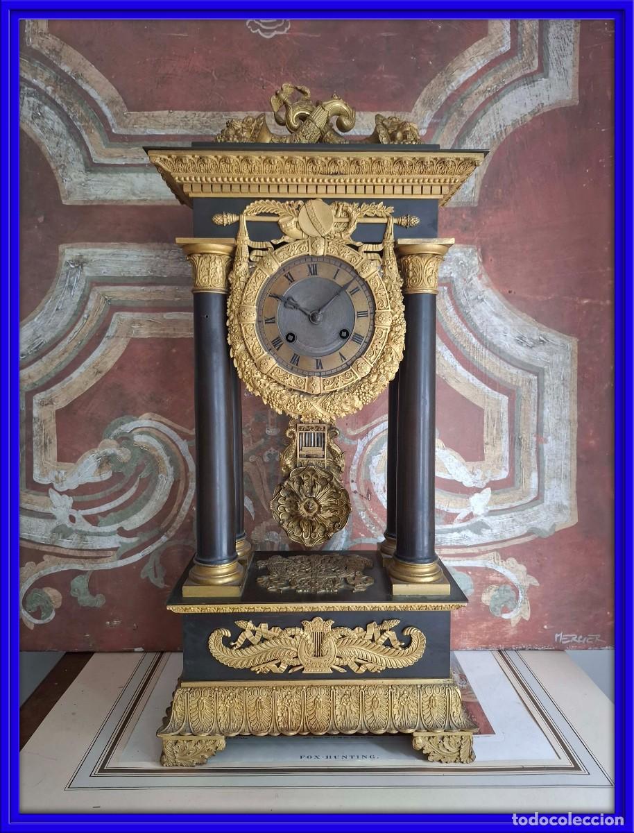 Relojes de carga manual: RELOJ DE EPOCA IMPERIO CON ADORNOS DE BRONCE DORADO AL MERCURIO