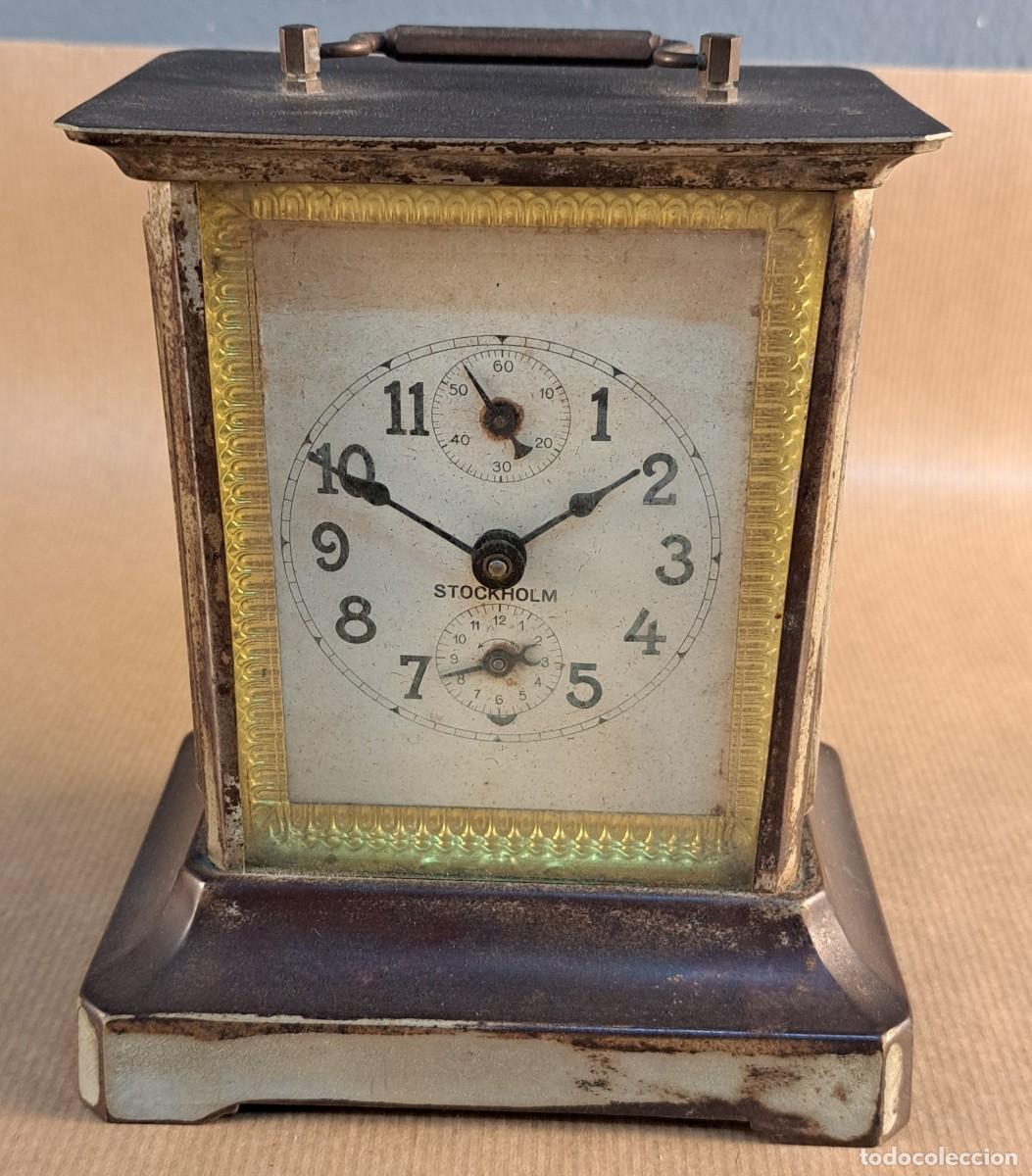 Relojes de carga manual: Reloj despertador de carruaje STOCKHOLM, primera mitad s. XX. no funciona