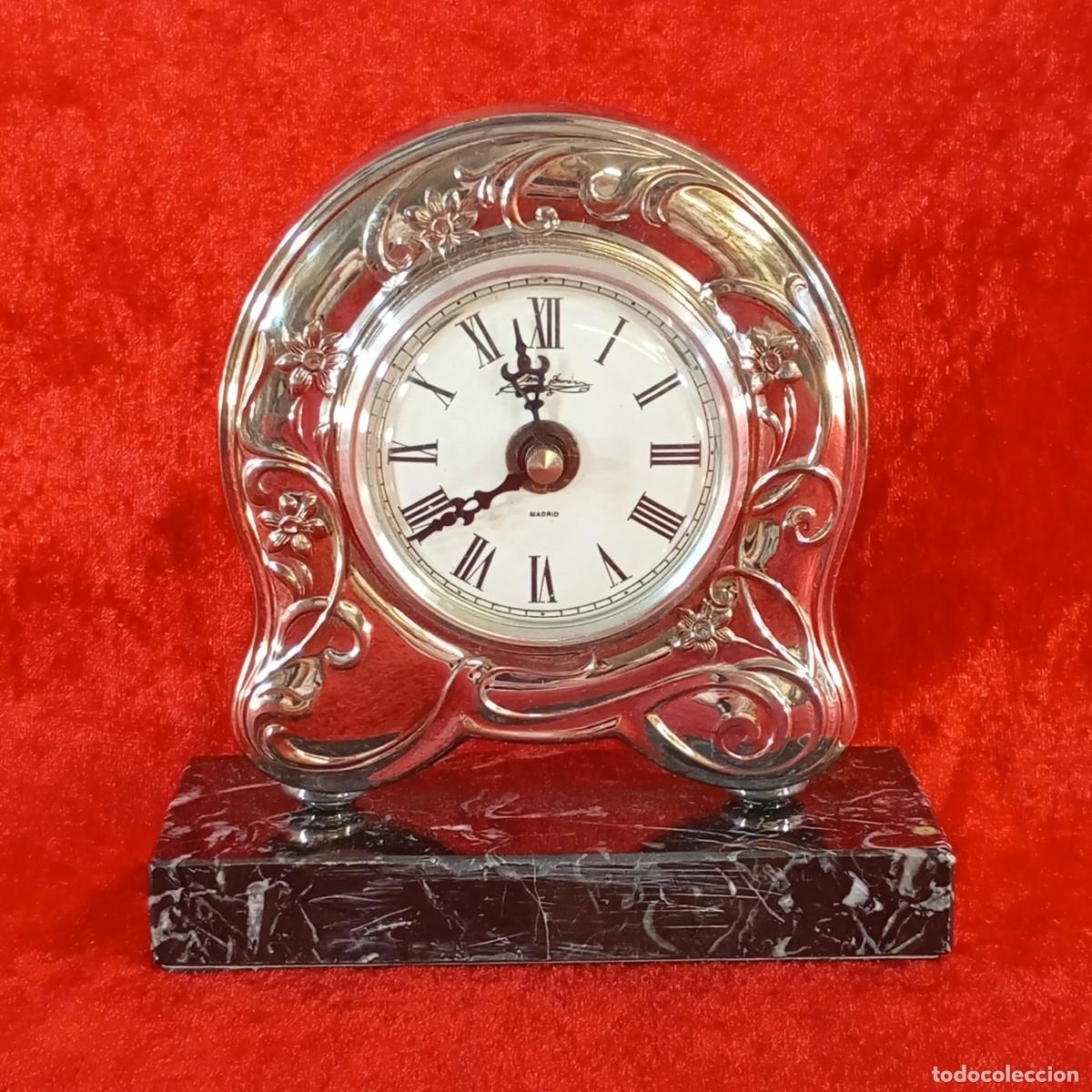 Relojes de carga manual: RELOJ DE SOBREMESA VINTAGE - PRESTIGIOSA ORFEBRER&Iacute;A ESPA&Ntilde;OLA PEDRO DUR&Aacute;N - PLATA FIRMADA Y M&Aacute;RMOL