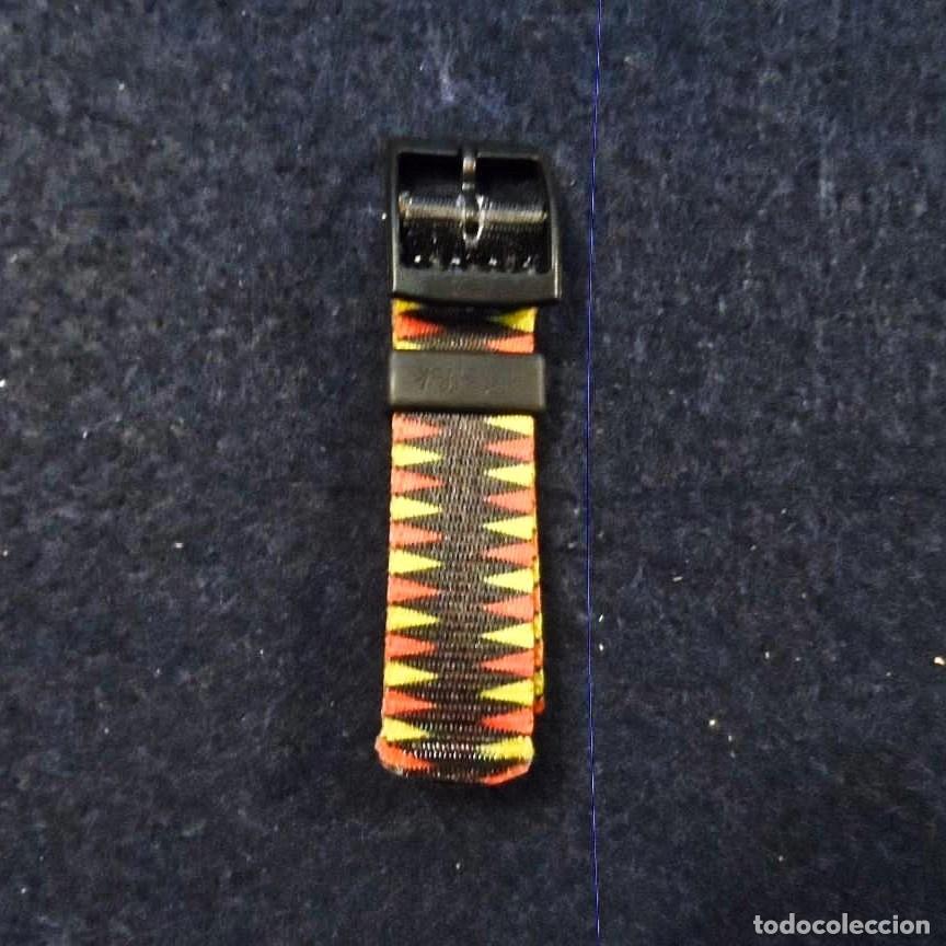 Uhren - Swatch: CORREA FIBRA PARA RELOJ FLIK FLAK NEGRO, AMARILLO Y ROJO. ANCHURA 15,5 MM. SWATCH