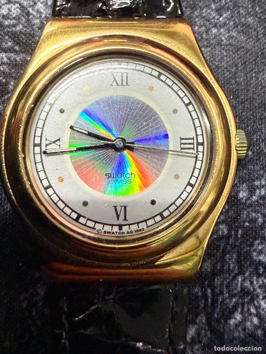 Relojes - Swatch: Swatch Vintage 1993 Acero Swiss Made &ndash; Esfera Arco&iacute;ris &Uacute;nica, Reloj Retro Original