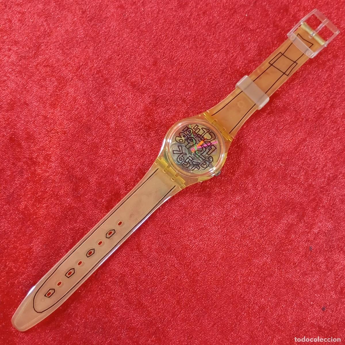Relojes - Swatch: RELOJ SWATCH - SCRIBBLE - GZ124 - 1993 - N&Uacute;MEROS FUNKY - CORREA TRANSPARENTE - VINTAGE / 331