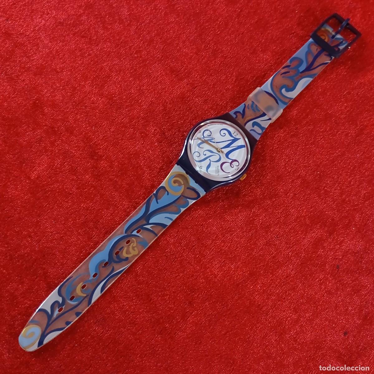Relojes - Swatch: RELOJ SWATCH - ALGARVE - GN128 - 1993 - DISE&Ntilde;O TONOS AZUL Y BEIGE - VINTAGE / 349