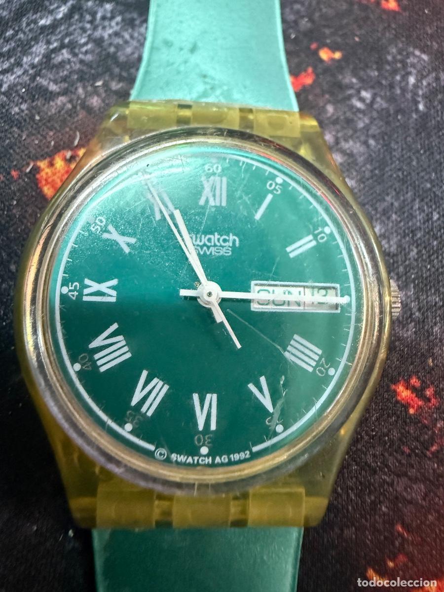 Watches - Swatch: ⌚ SWATCH GENT VINTAGE 1992 &ndash; ESFERA VERDE | D&Iacute;A Y FECHA | BATER&Iacute;A NUEVA | FUNCIONANDO