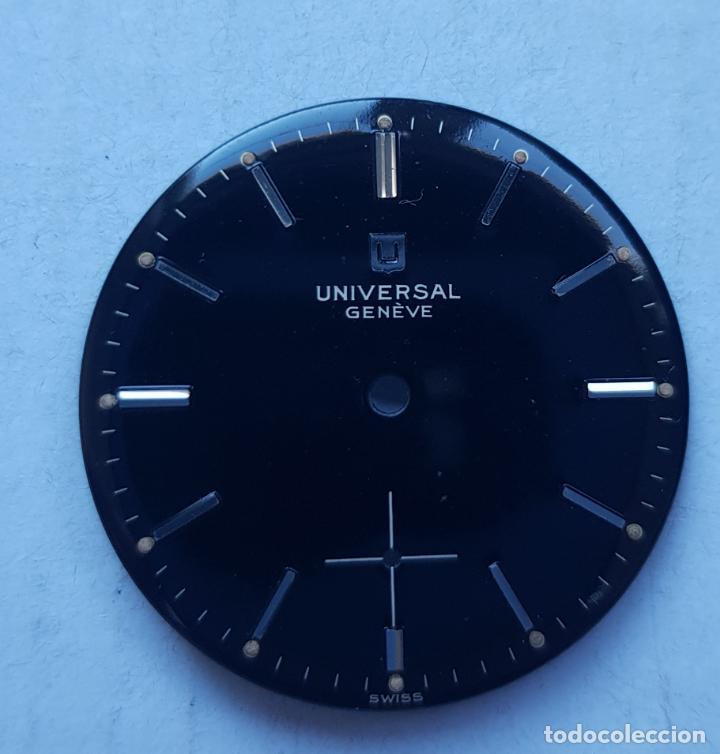 Relojes - Universal: ESFERA UNIVERSAL GENEVE NEGRA ORIGINAL SIN RESTAURAR PARA RELOJ MECANICO 28.5 MM - Foto 6 - 235689525