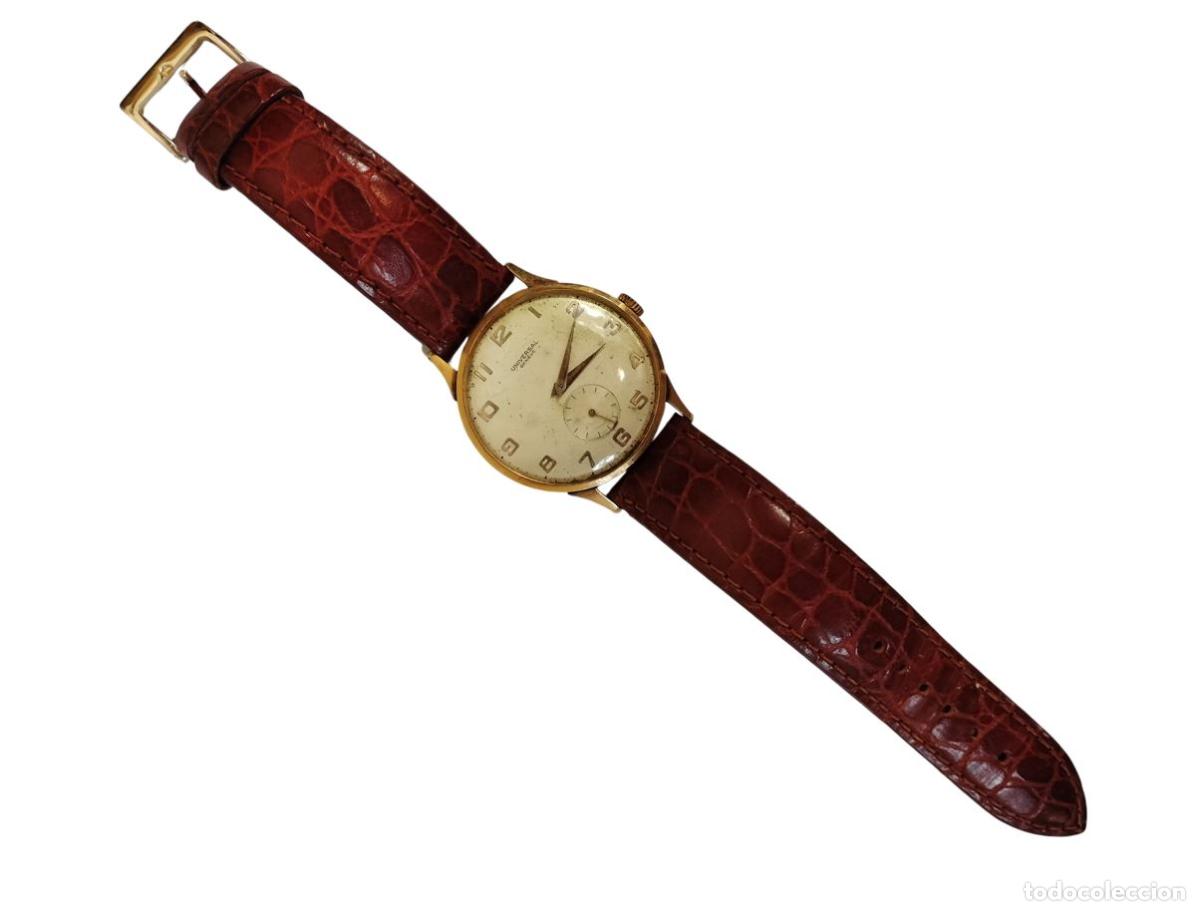 Relojes - Universal: ANTIGUO RELOJ DE PULSERA UNIVERSAL GEN&Egrave;VE. ORO 18K Y CUERO. SUIZA. SIGLO XX.