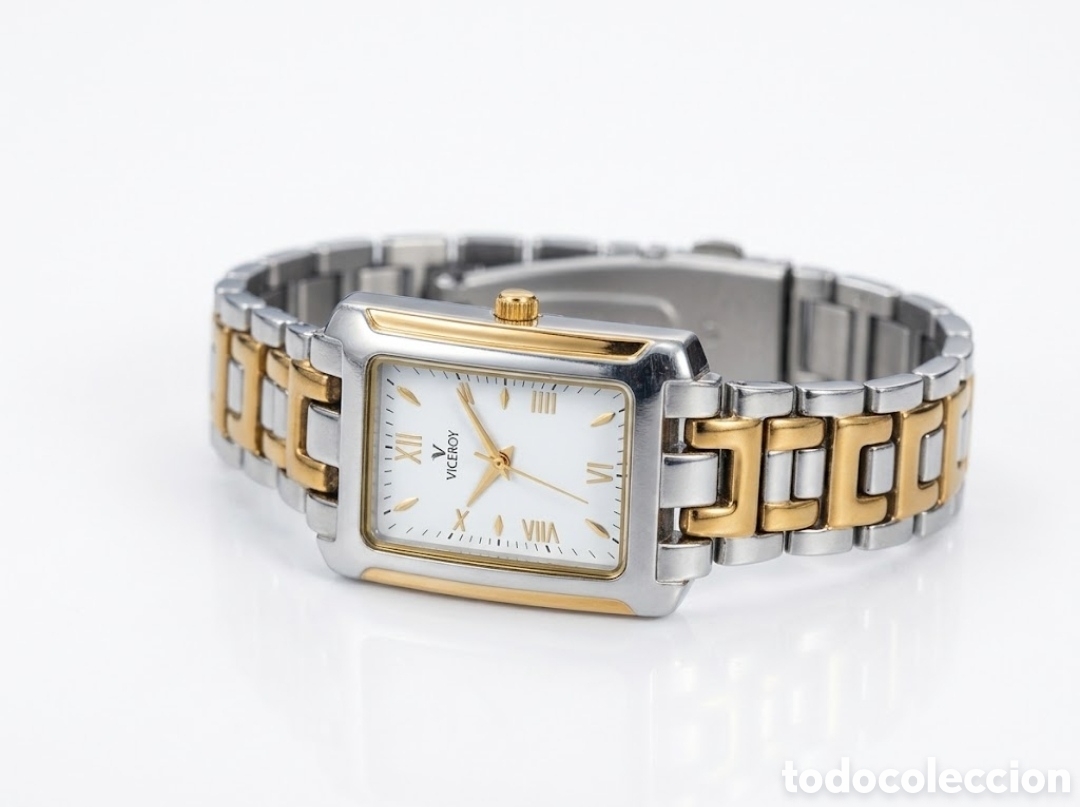 Relojes - Viceroy: Reloj Viceroy Se&ntilde;ora Rectangular Bicolor - Acero y Dorado (Cuarzo, Esfera Blanca)