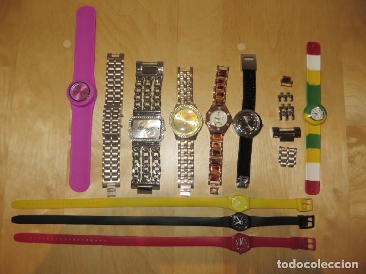 Relojes: Lote 10 relojes plateado, dorado, brillantes, negro, carey - Foto 1 - 312347008