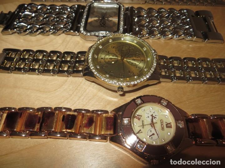 Relojes: Lote 10 relojes plateado, dorado, brillantes, negro, carey - Foto 2 - 312347008