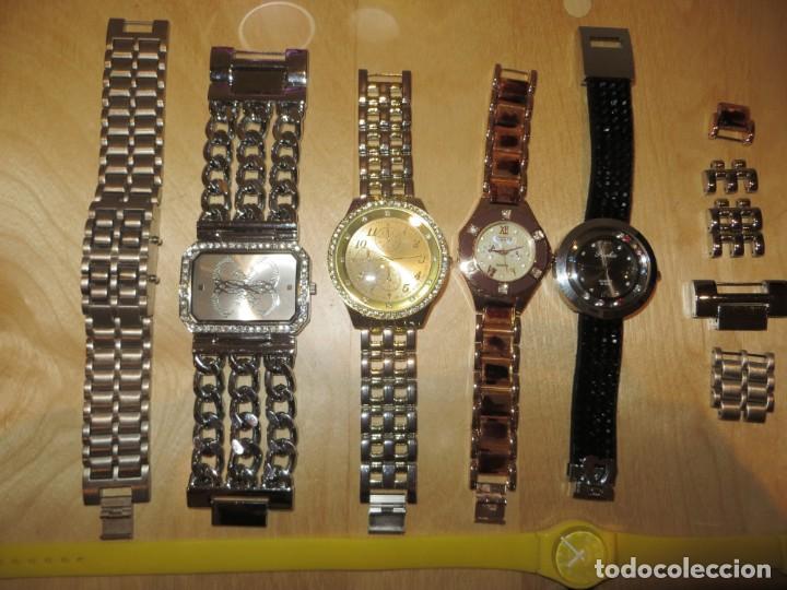 Relojes: Lote 10 relojes plateado, dorado, brillantes, negro, carey - Foto 6 - 312347008