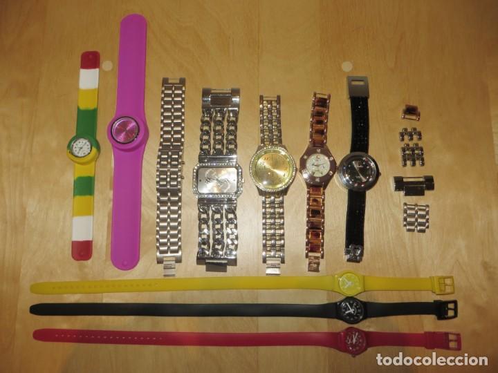 Relojes: Lote 10 relojes plateado, dorado, brillantes, negro, carey - Foto 9 - 312347008