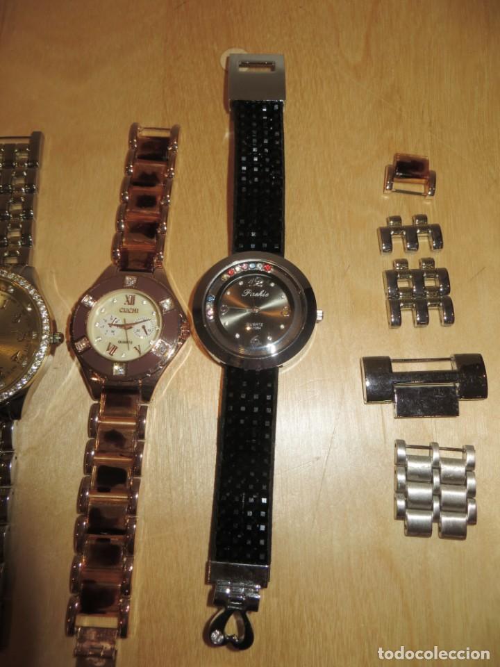 Relojes: Lote 10 relojes plateado, dorado, brillantes, negro, carey - Foto 11 - 312347008