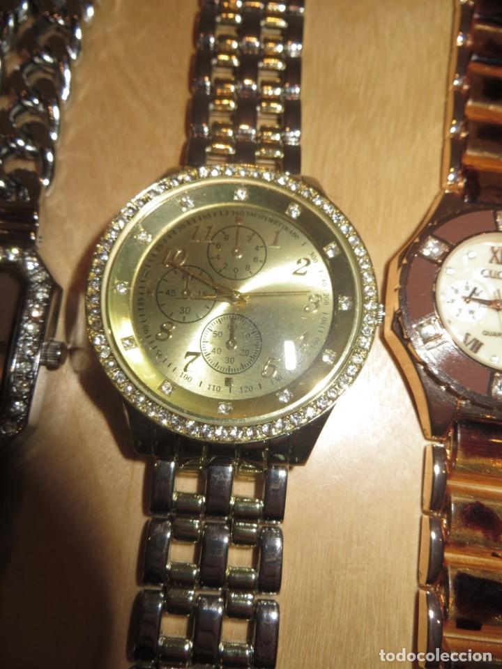 Relojes: Lote 10 relojes plateado, dorado, brillantes, negro, carey - Foto 18 - 312347008
