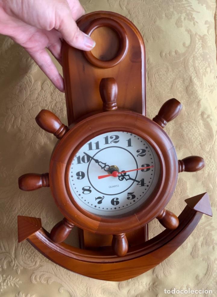 Relojes: RELOJ PARED VINTAGE TIM&Oacute;N Y ANCLA DE NADERA - Foto 3