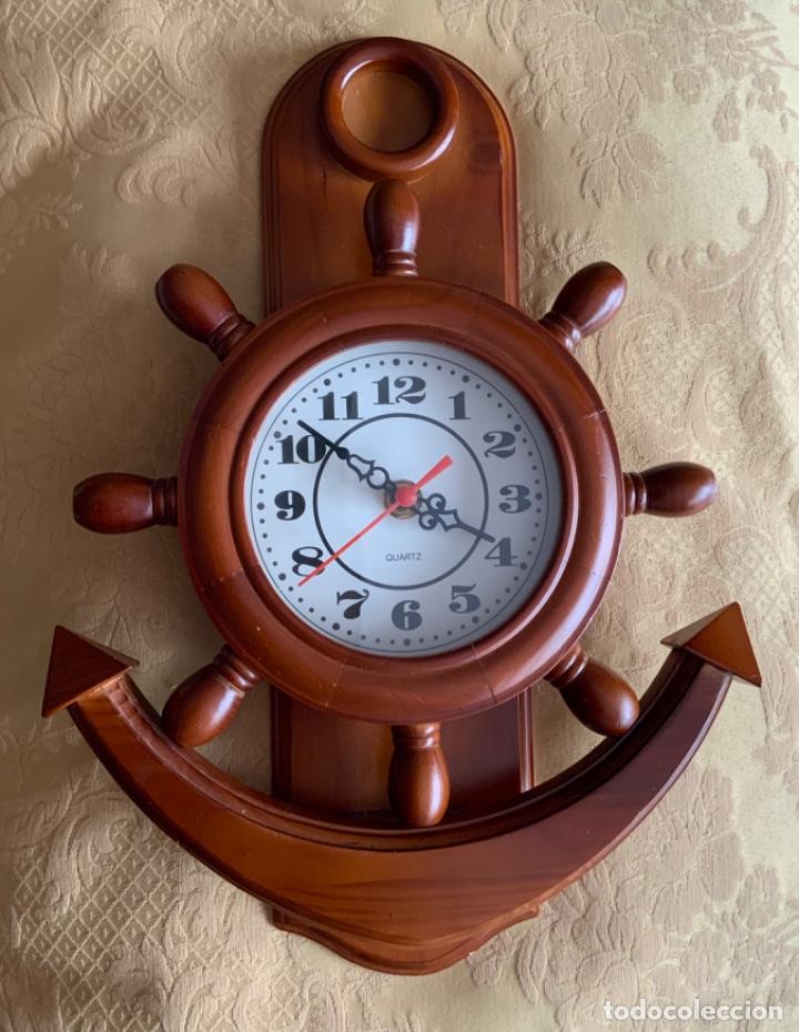 Relojes: RELOJ PARED VINTAGE TIM&Oacute;N Y ANCLA DE NADERA - Foto 5