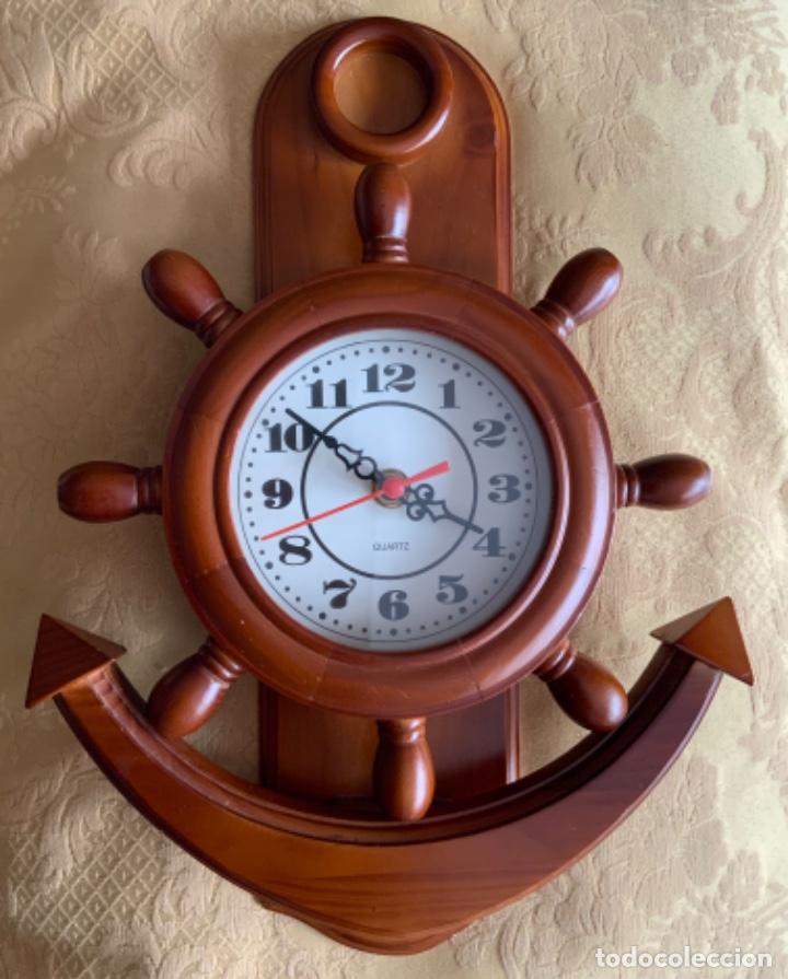 Relojes: RELOJ PARED VINTAGE TIM&Oacute;N Y ANCLA DE NADERA - Foto 6