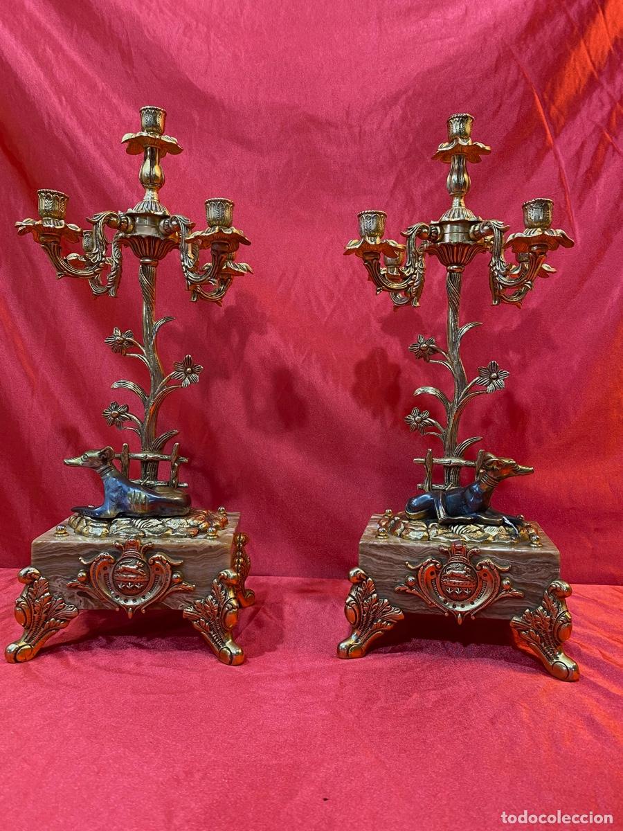 Relojes: JUEGO DE RELOJ Y CANDELABROS EN BRONCE - Foto 6