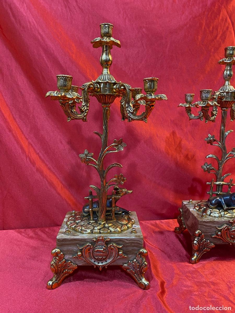 Relojes: JUEGO DE RELOJ Y CANDELABROS EN BRONCE - Foto 9