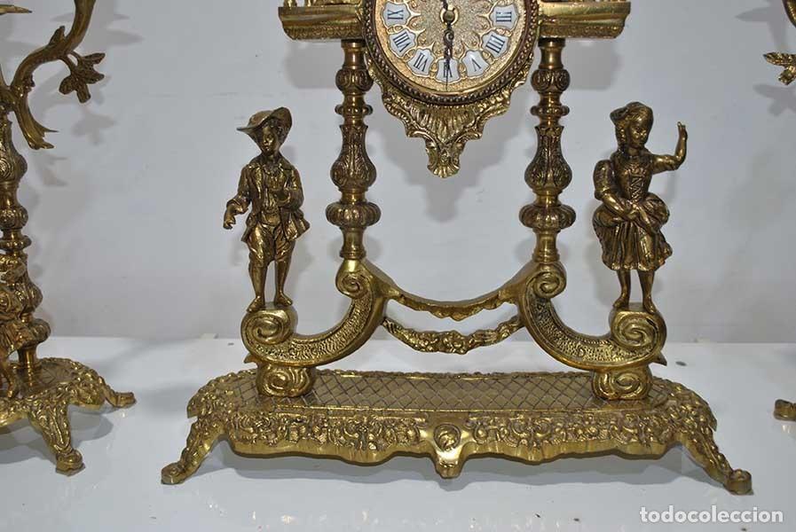 Relojes: CONJUNTO RELOJ Y GUARNICI&Oacute;N O CANDELABROS BRONCE - Foto 4