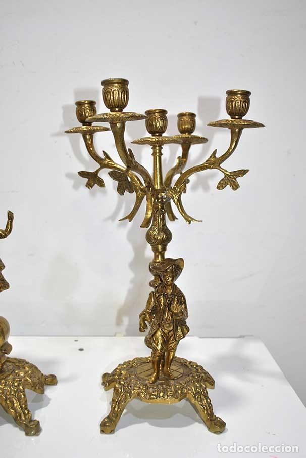 Relojes: CONJUNTO RELOJ Y GUARNICI&Oacute;N O CANDELABROS BRONCE - Foto 5