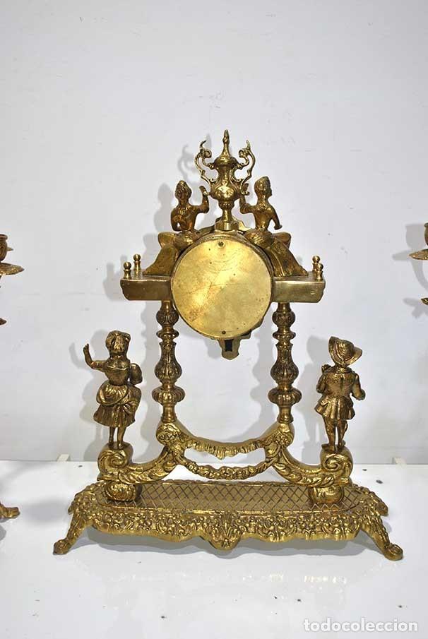 Relojes: CONJUNTO RELOJ Y GUARNICI&Oacute;N O CANDELABROS BRONCE - Foto 9