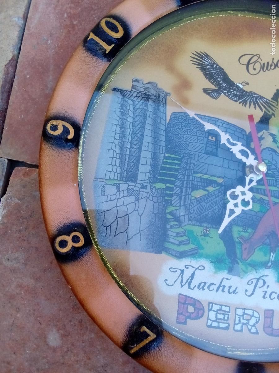 Relojes: Reloj de Pared Souvenir del Machu Picchu- Cusco- Per&uacute;- Funcionando - Foto 4