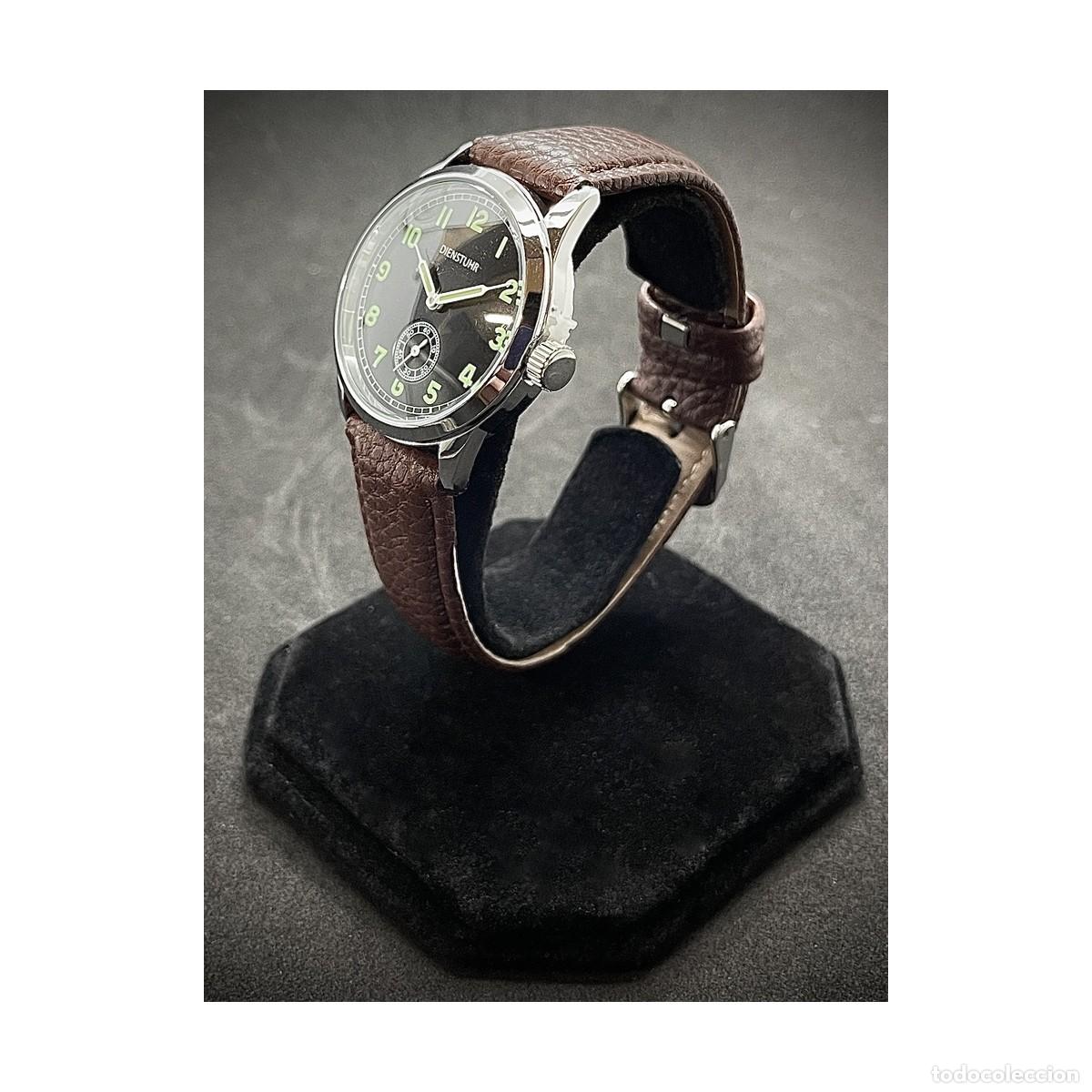 Relojes: RELOJ DE SERVICIO DE LA WEHRMACHT MARR&Oacute;N &ndash; R&Eacute;PLICA - Foto 6