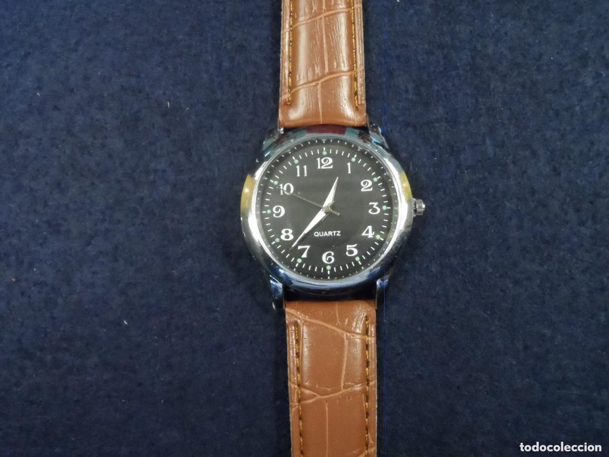 Watches: RELOJ CORREA POLIPIEL O CUERO MARRON Y ACERO. MARCA . ESFERA NEGRA. QUARTZ