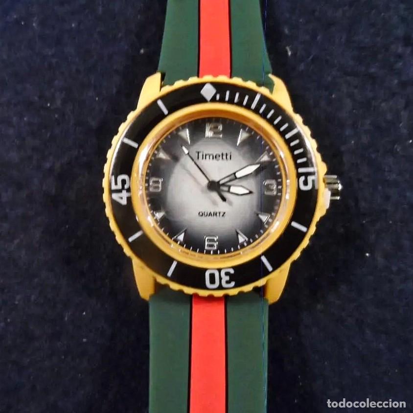 Relojes: RELOJ DE CORREA CAUCHO CON CAJA ACERO PLASTICO. TIMETTI. ESFERA GRIS. QUARTZ