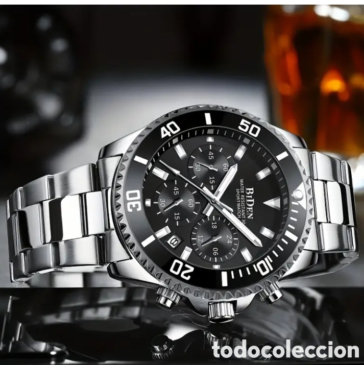 Relojes: Reloj Acero Inoxidable Plata Negro