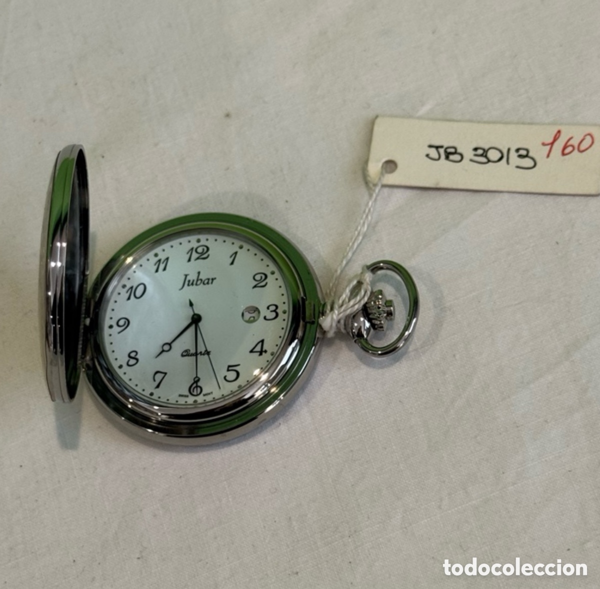 Relojes: Reloj de Bolsillo Jubar Quartz Vintage con Tapa y Calendario Nuevo