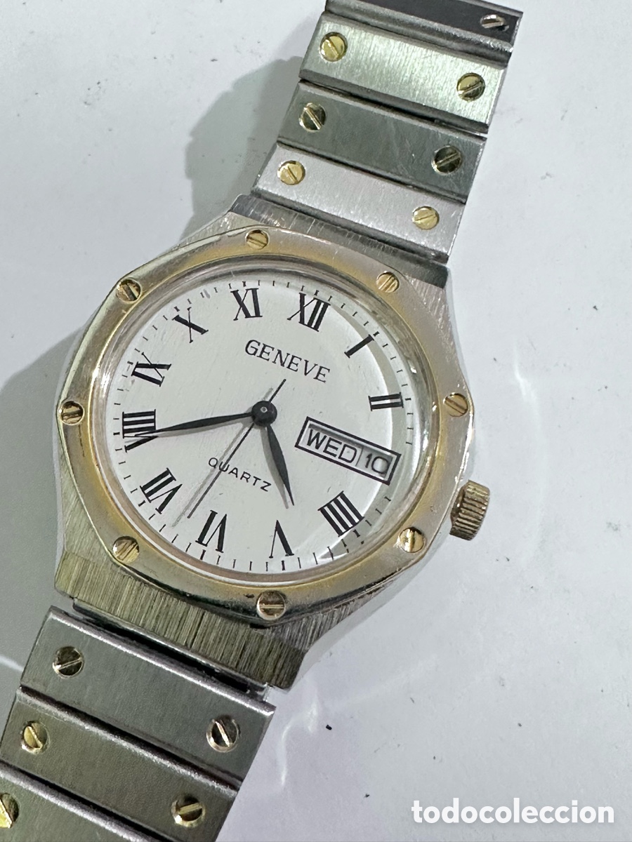 Relojes: Antiguo Reloj GENEVE Quartz Con D&iacute;a y Fecha Vintage