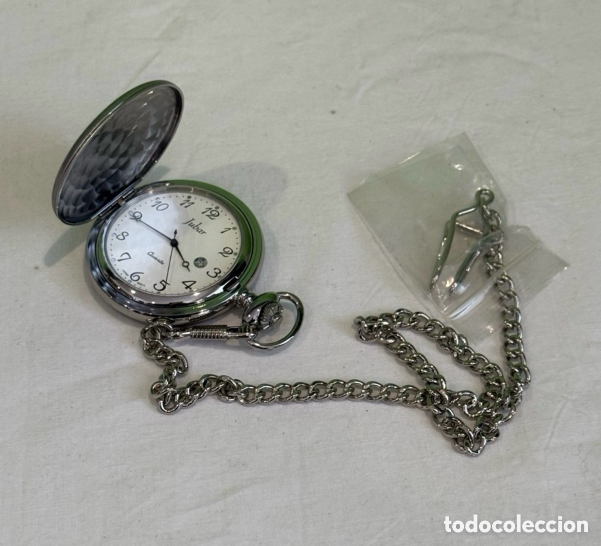 Relojes: Reloj de Bolsillo Jubar Quartz con Cadena Nuevo Vintage Cl&aacute;sico