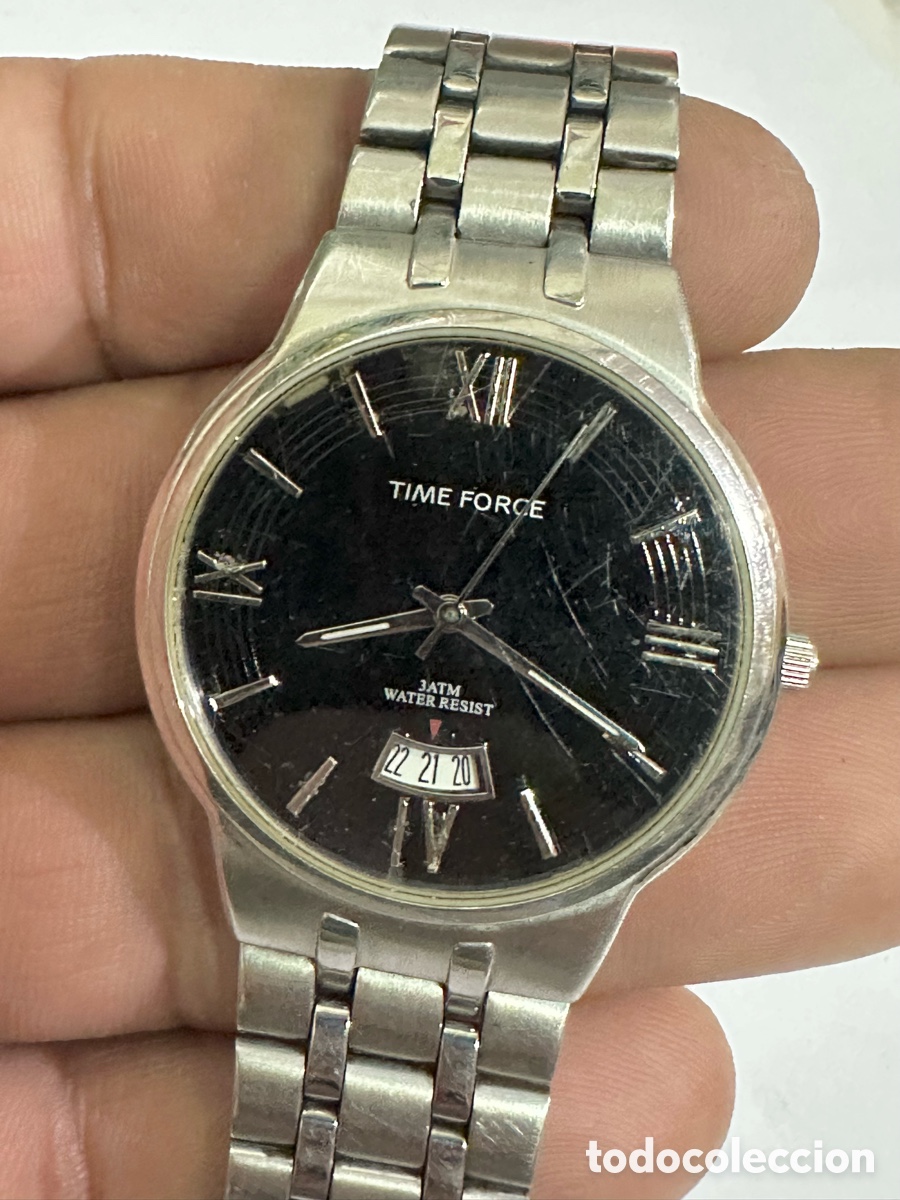 Rel&oacute;gios: Reloj TIME FORCE QUARTZ CON D&Iacute;A ALA 6 ESFERA NEGRA Acero Inoxidable