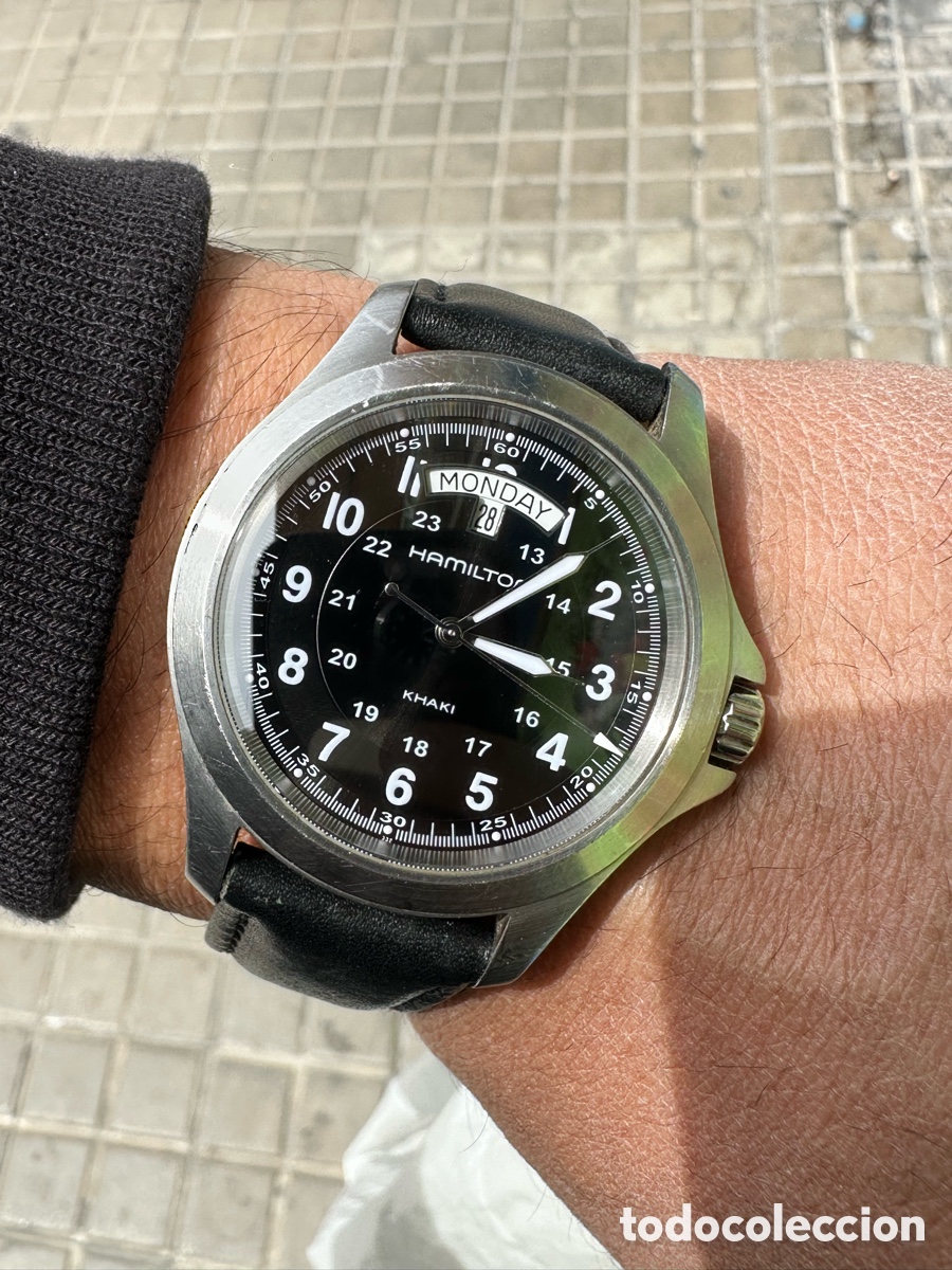 Relojes: Raro Reloj HAMILTON KHAKI Con D&iacute;a y Fecha Acero inoxidable Swiss Made