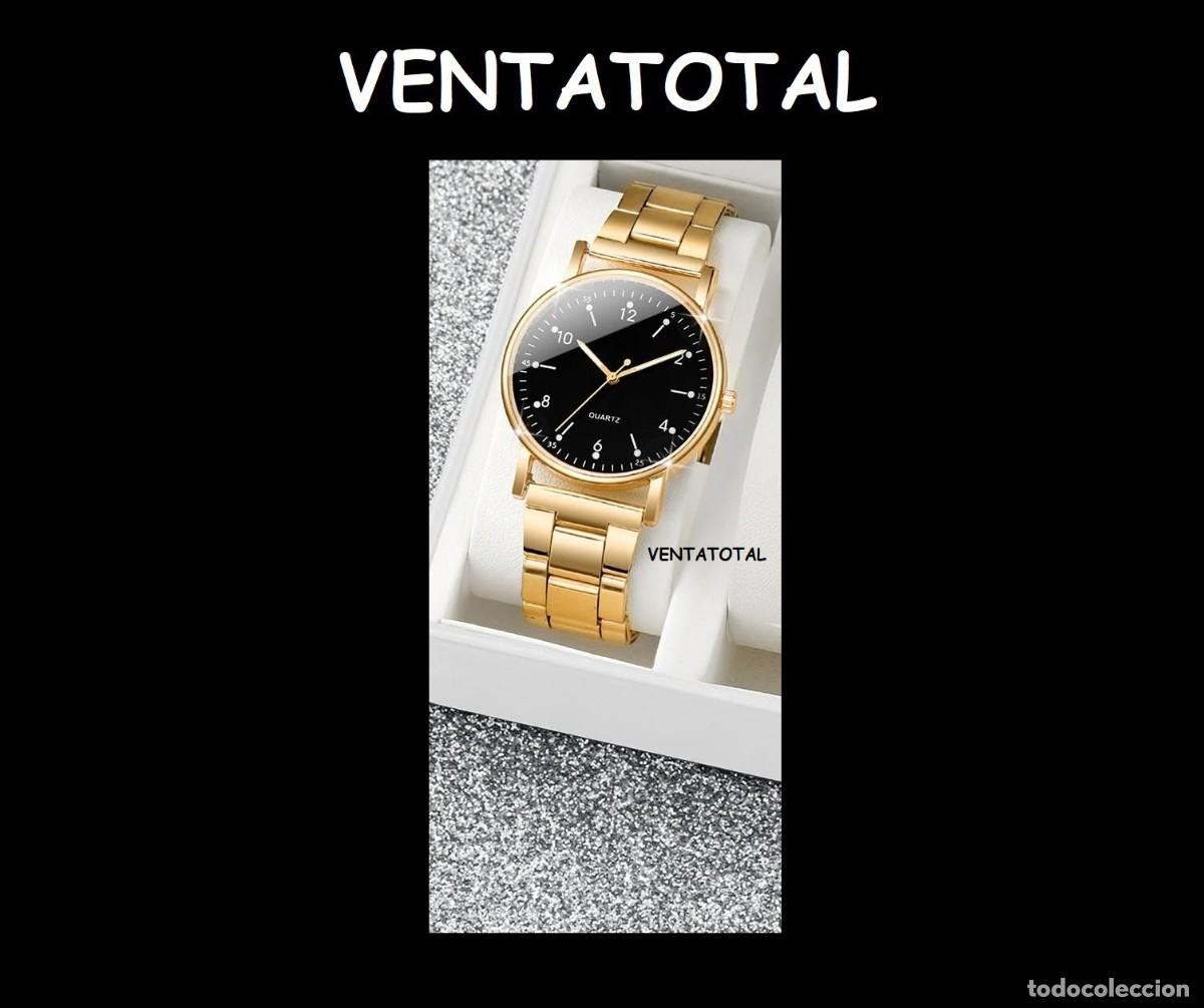 Relojes: LUJOSO RELOJ ESFERA NEGRA TIPO FESTINA ES DE ORO DE 22 KILATES LAMINADO LEER DESCRIPCION COMPLETA