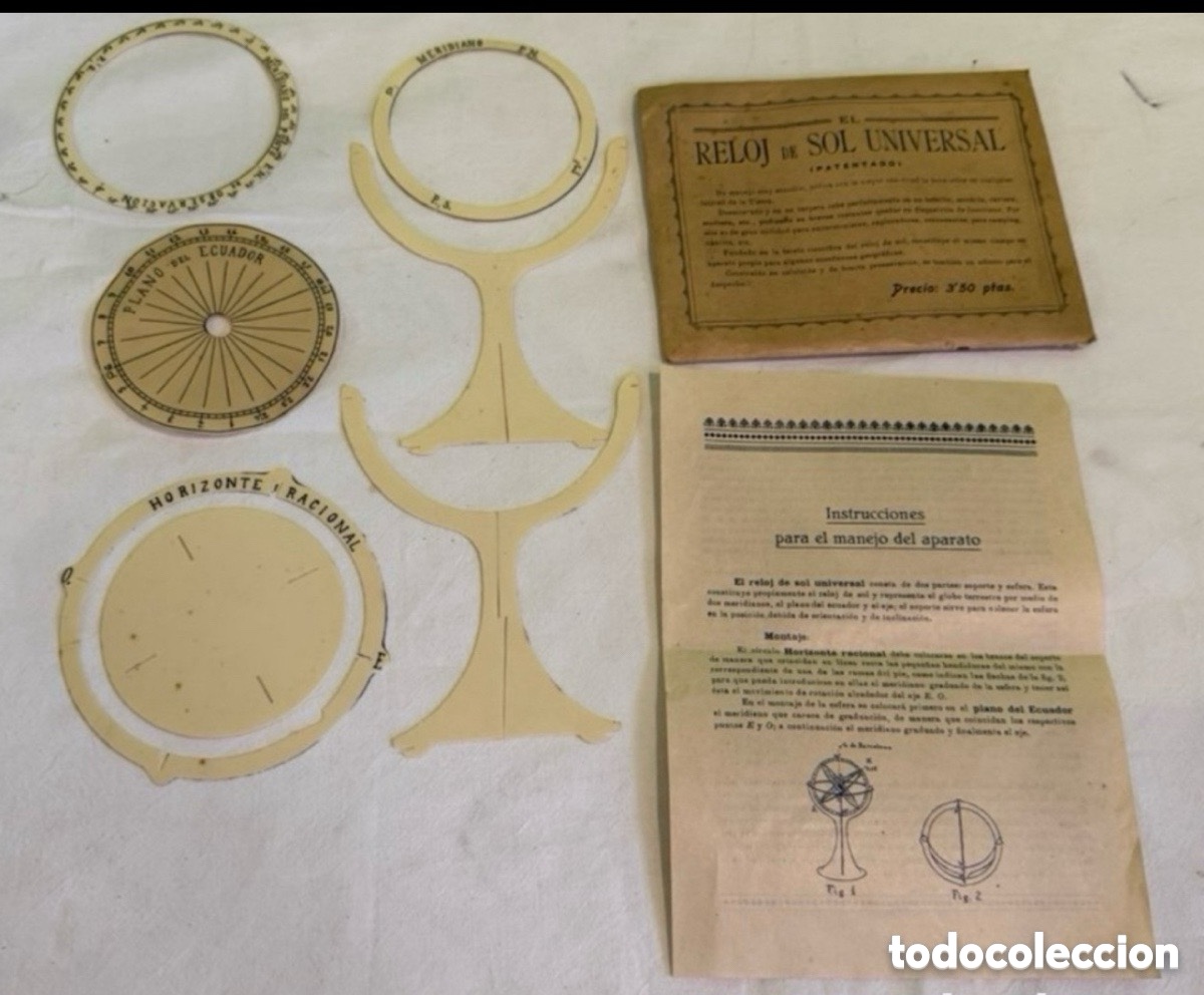 Relojes: Antiguo y muy curioso reloj de sol universal su manual de instrucciones.