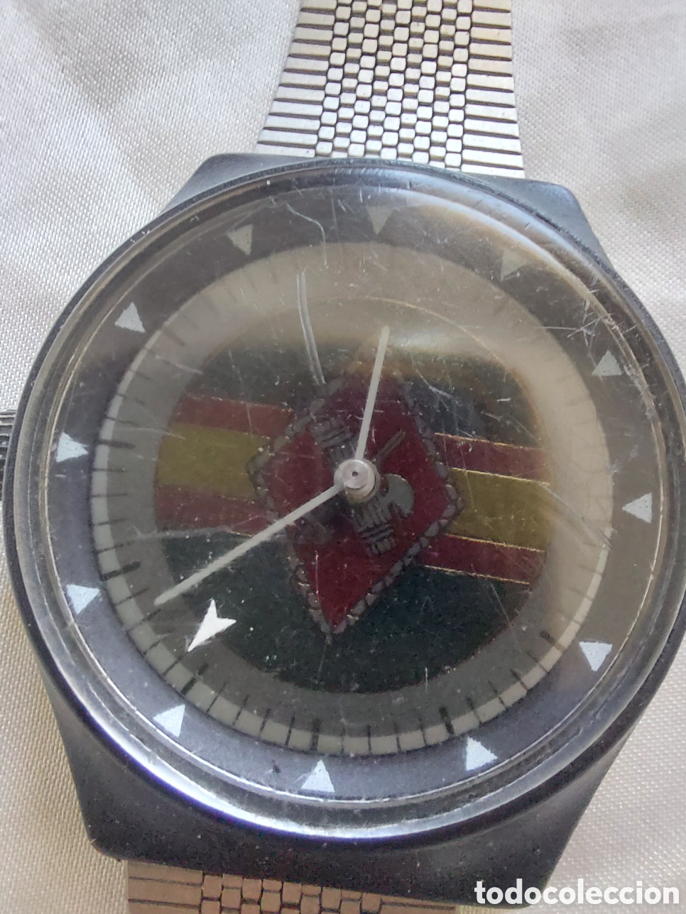 Relojes: Rara Reloj Noryl Fiber Case, Swiss Made con emblema de La Legi&oacute;n Espa&ntilde;ol-funcionando-