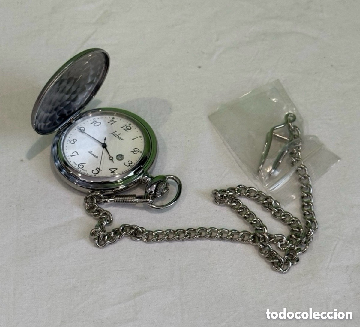 Relojes: Reloj de Bolsillo Jubar Quartz con Cadena Nuevo Vintage Cl&aacute;sico