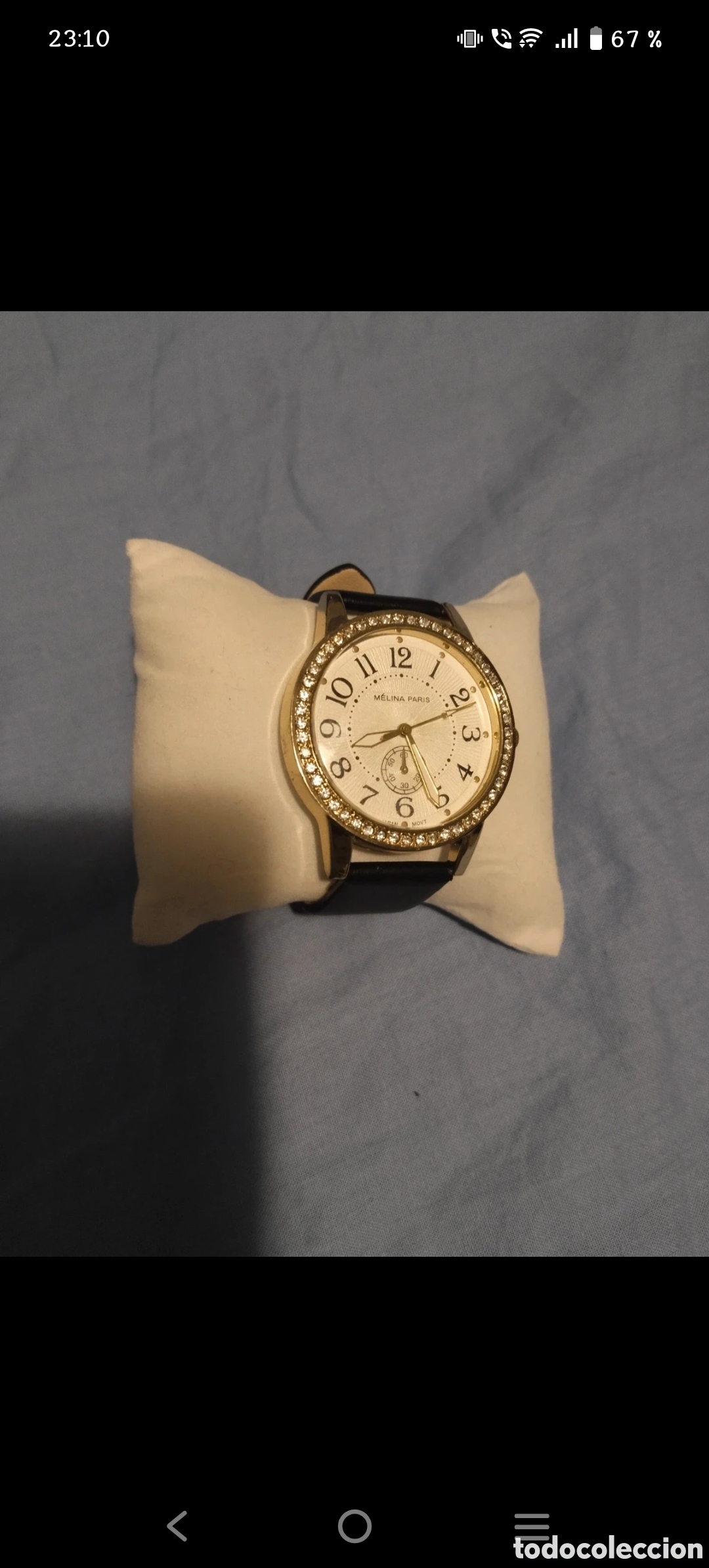 Relojes: Reloj Melina Paris Mujer Dorado con Cristales y Correa Oscura