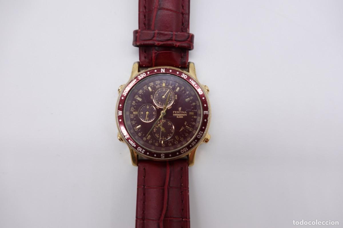 Montres: RELOJ FESTINA CHRONOGRAPH ALARM MULTIFUNCI&Oacute;N DORADO CON CORREA GRANATE
