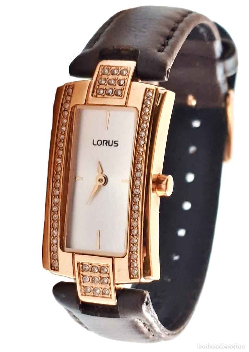 Montres: RELOJ LORUS DE MUJER CUARZO RECTANGULAR ORO ROSA CON CRISTALES Y CORREA DE CUERO