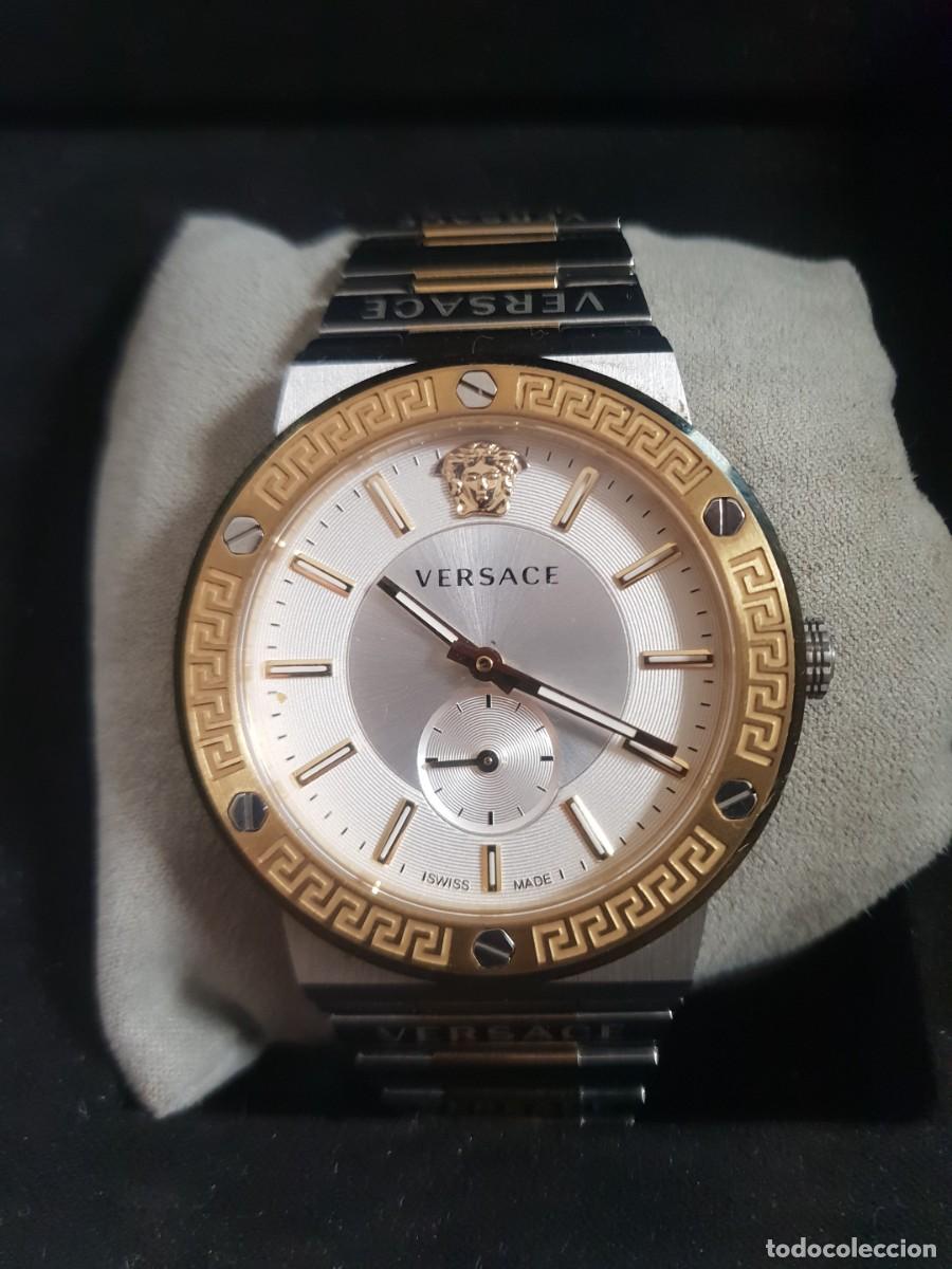 Relojes: Reloj versace greca logo caja y papeles