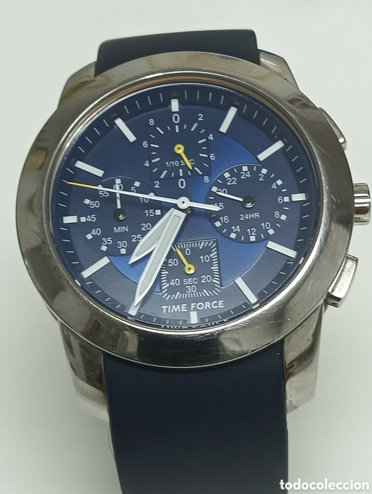 Relojes: Reloj cron&oacute;grafo Time Force multifunci&oacute;n azul marino/acero