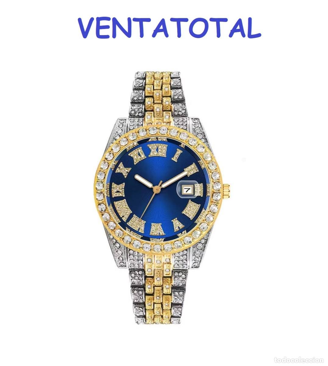 Relojes: RELOJ ANALOGICO CON CALENDARIO ES TIPO ROLEX ES DE ORO DE 18 KILATES LAMINADO CON DIAMANTESLEEDESCRI