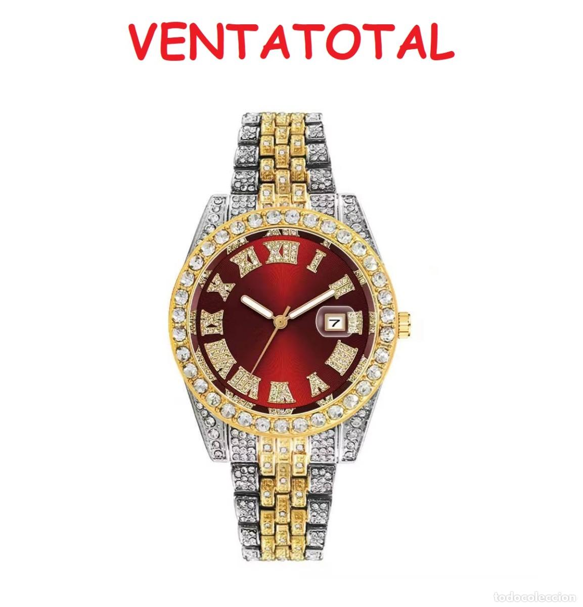 Relojes: RELOJ ANALOGICO CON CALENDARIO ES TIPO ROLEX ES DE ORO DE 18 KILATES LAMINADO CON DIAMANTESLEEDESCRI