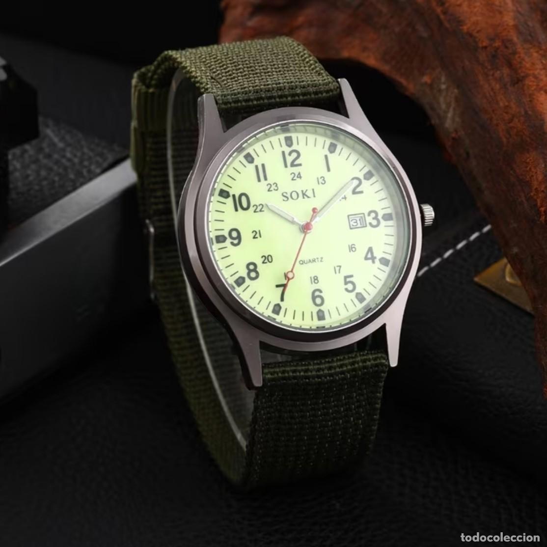Relojes: RELOJ DE CORREA FIBRA VERDE Y ALUMINIO?. MARCA. ESFERA AMARILLA. FECHA. QUARTZ