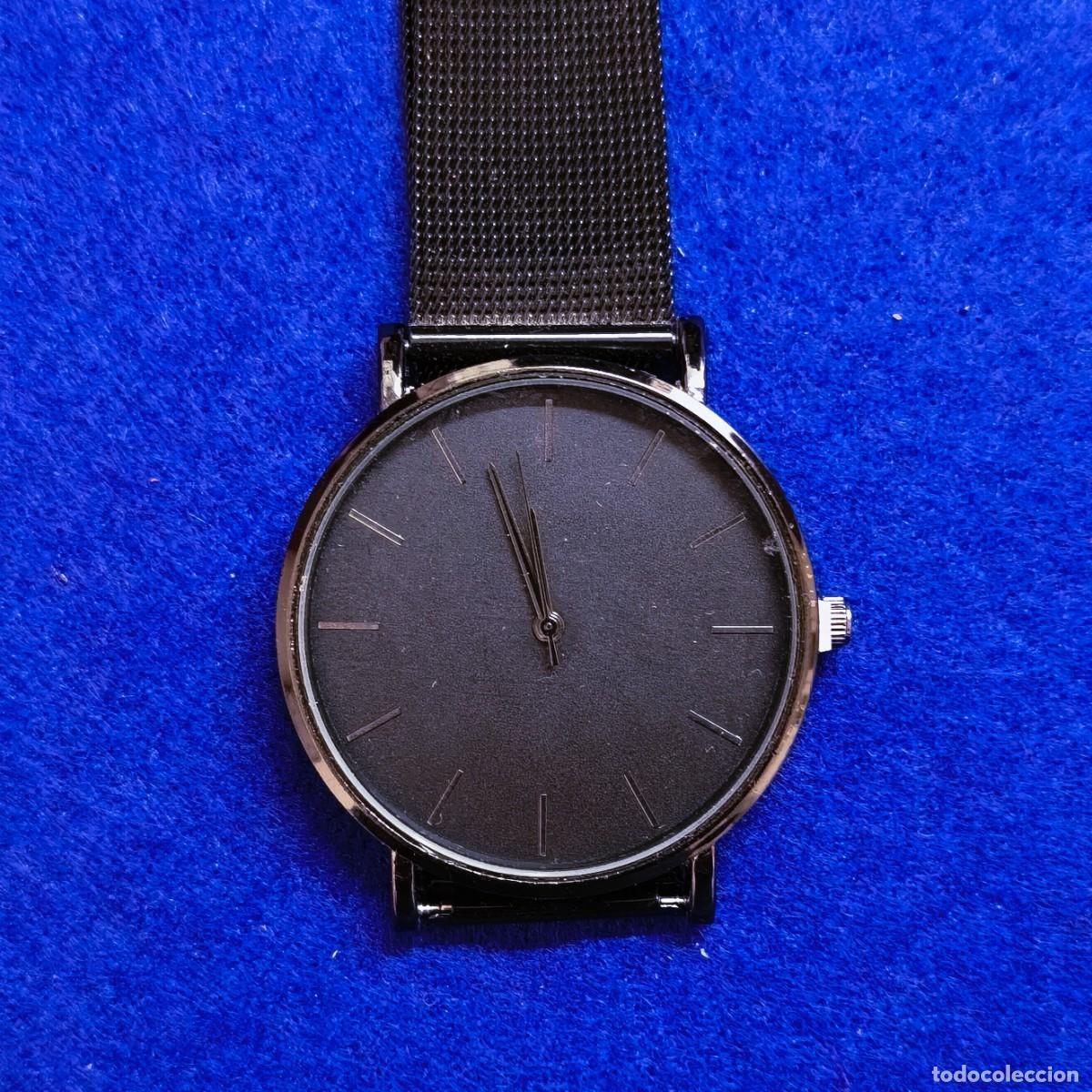 Orologi: RELOJ CORREA DE ACERO NEGRO CON CAJA NEGRA. ESFERA NEGRA. QUARTZ